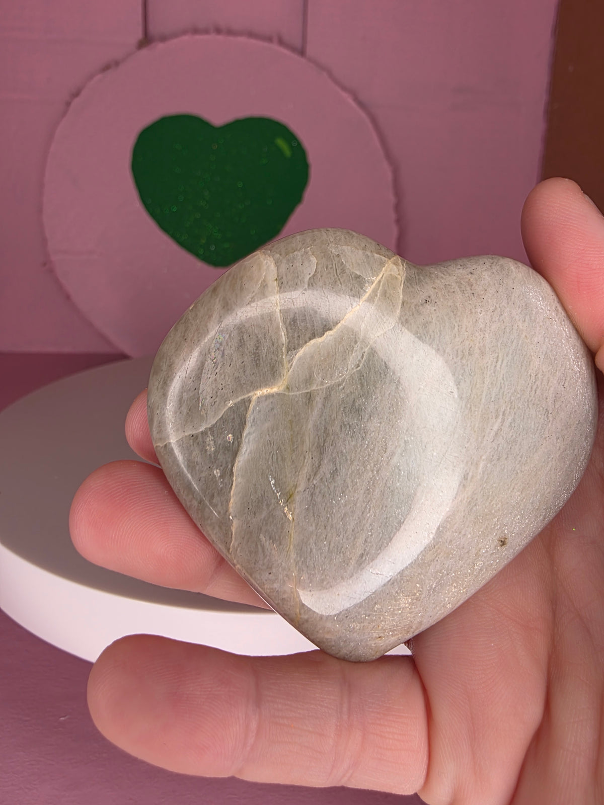 Garnierite Green Moonstone Heart B