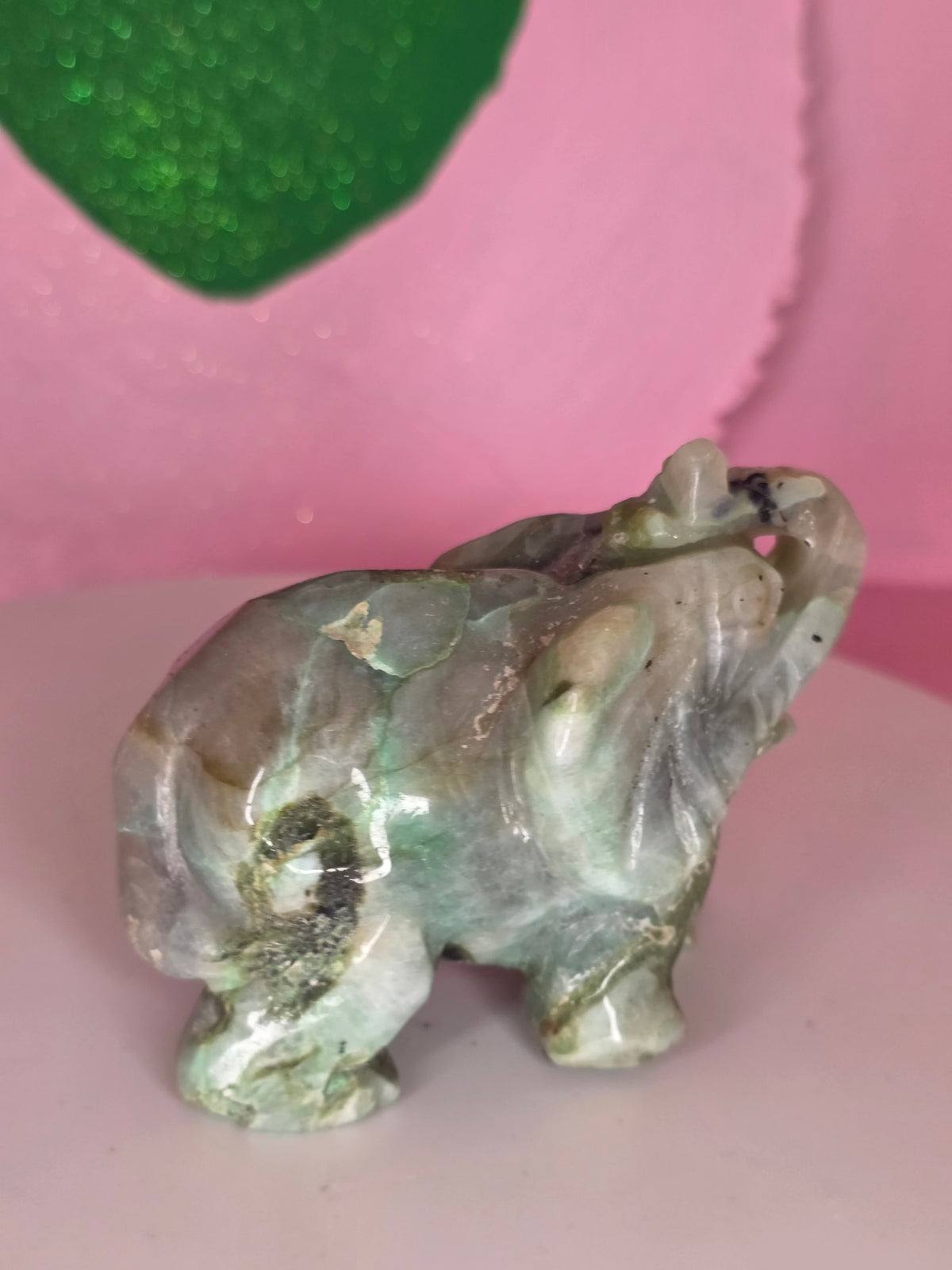 Garnierite Green Moonstone Elephant A