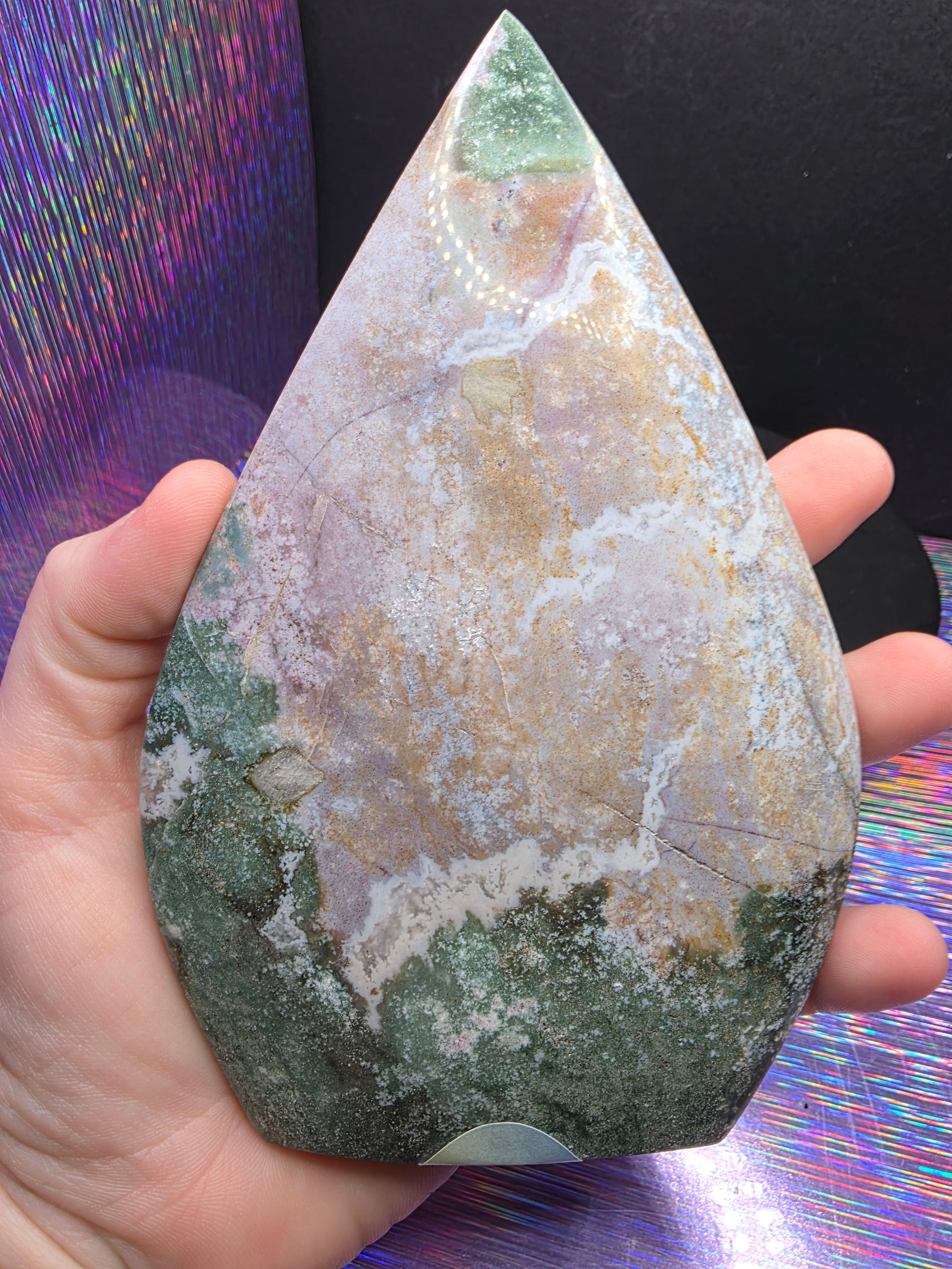 Moss Agate and Ocean Jasper Teardrop B