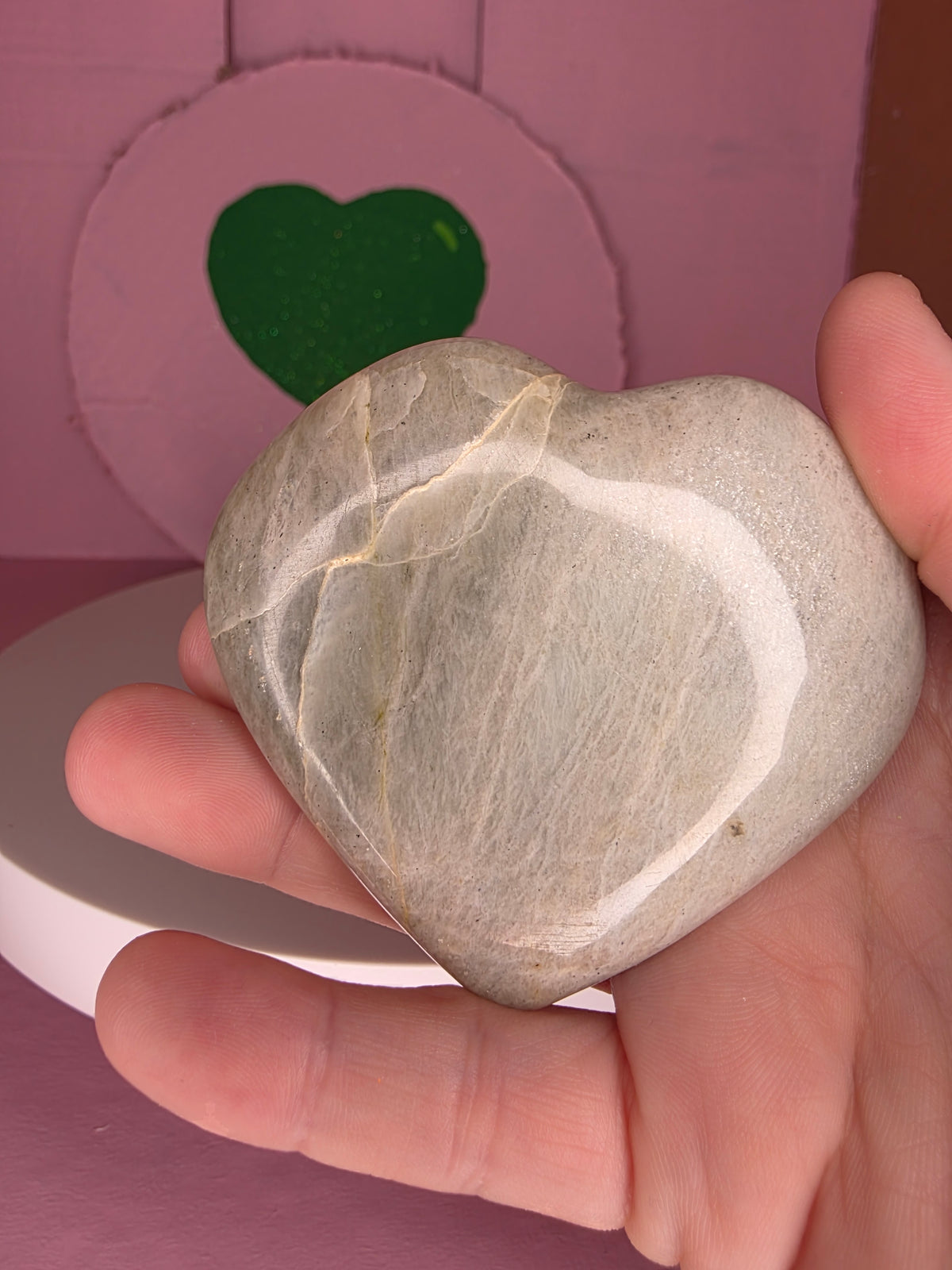 Garnierite Green Moonstone Heart B