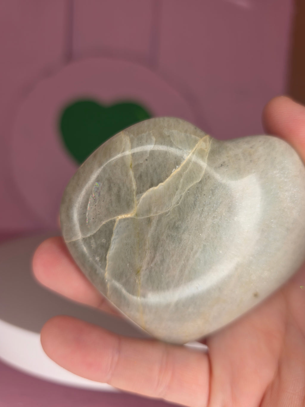 Garnierite Green Moonstone Heart B