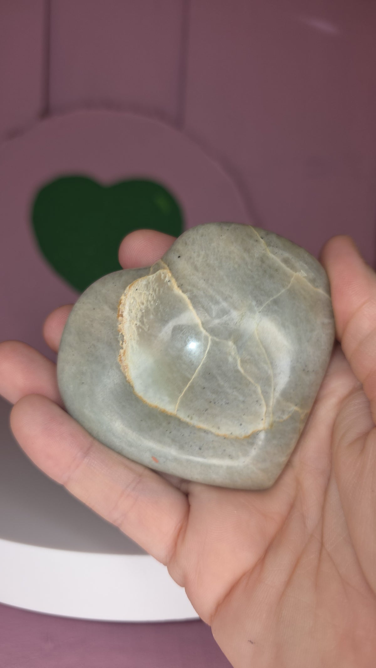 Garnierite Green Moonstone Heart B