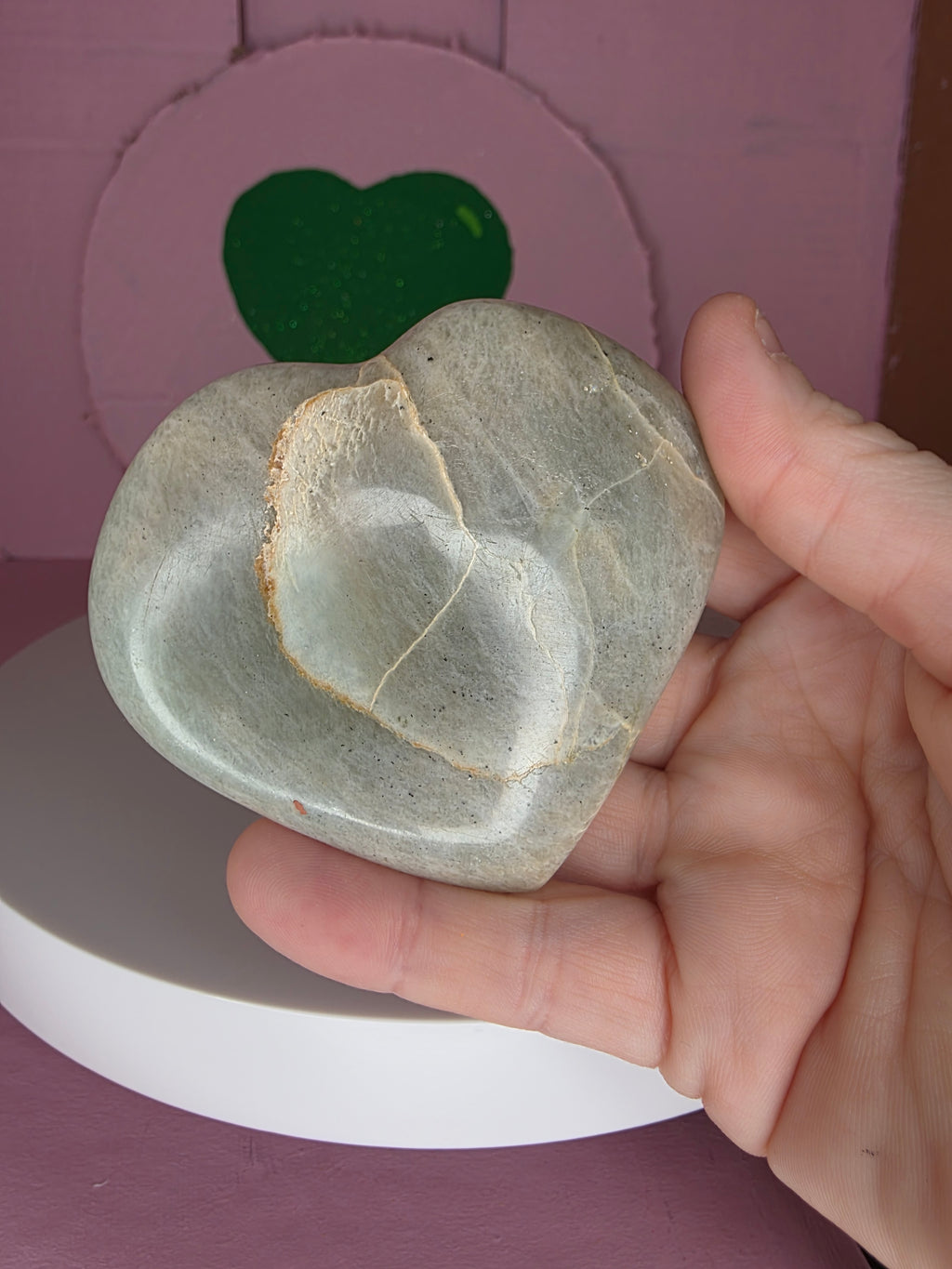 Garnierite Green Moonstone Heart B