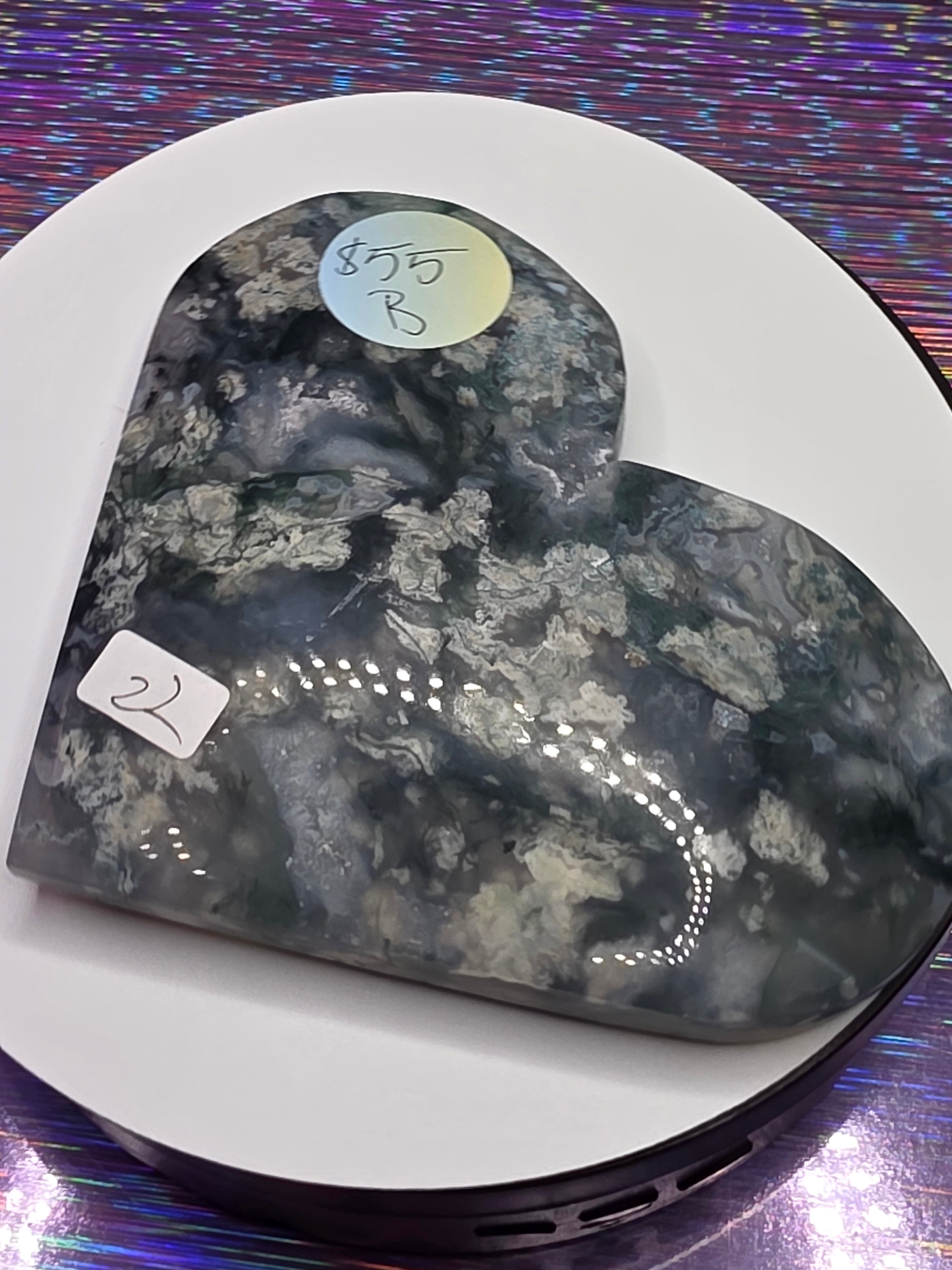 Snowflake Moss Agate Heart B