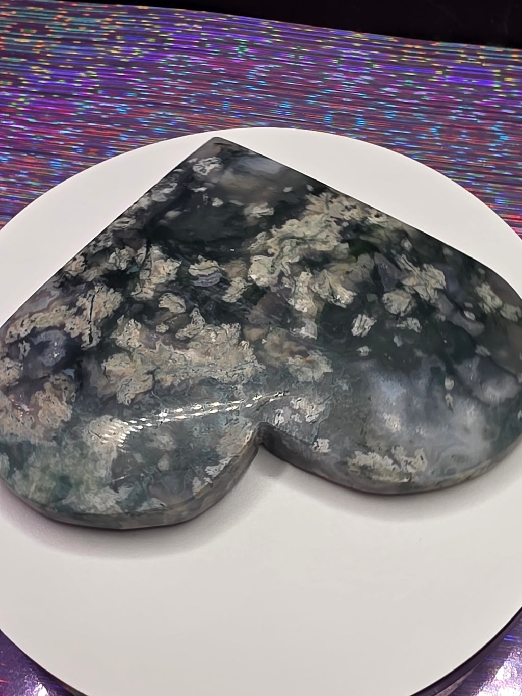 Snowflake Moss Agate Heart B