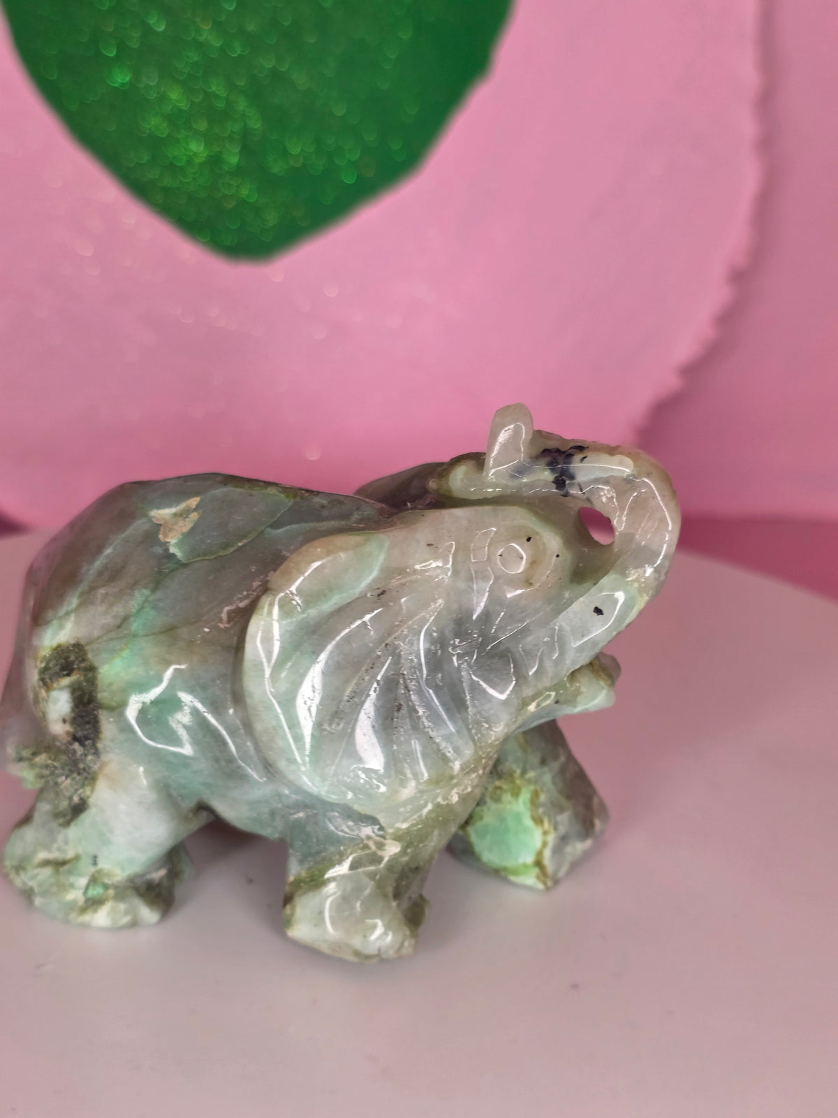 Garnierite Green Moonstone Elephant A