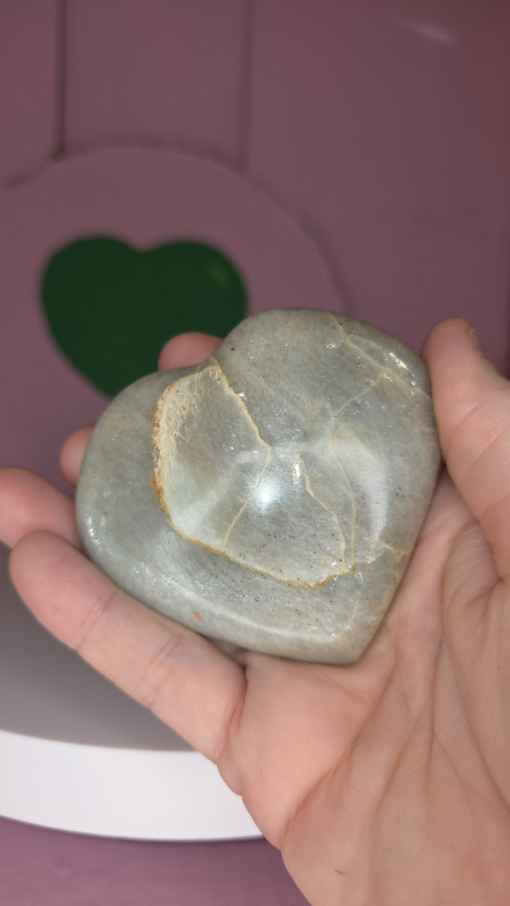 Garnierite Green Moonstone Heart B