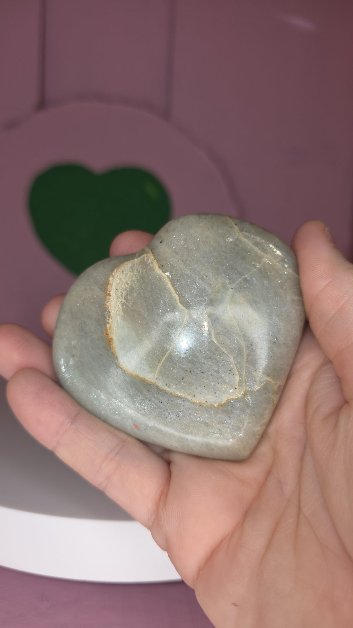 Garnierite Green Moonstone Heart B