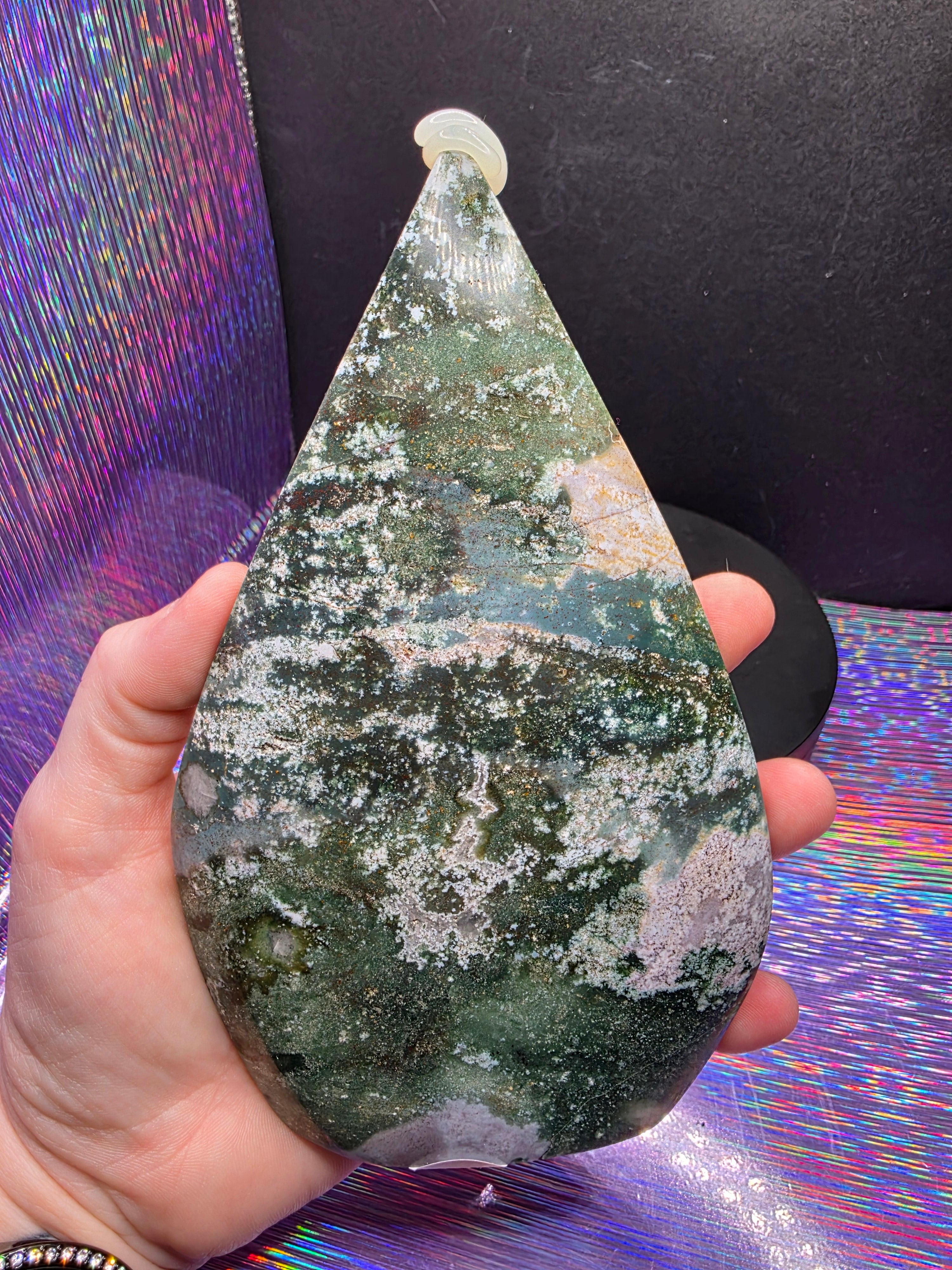 Moss Agate and Ocean Jasper Teardrop A