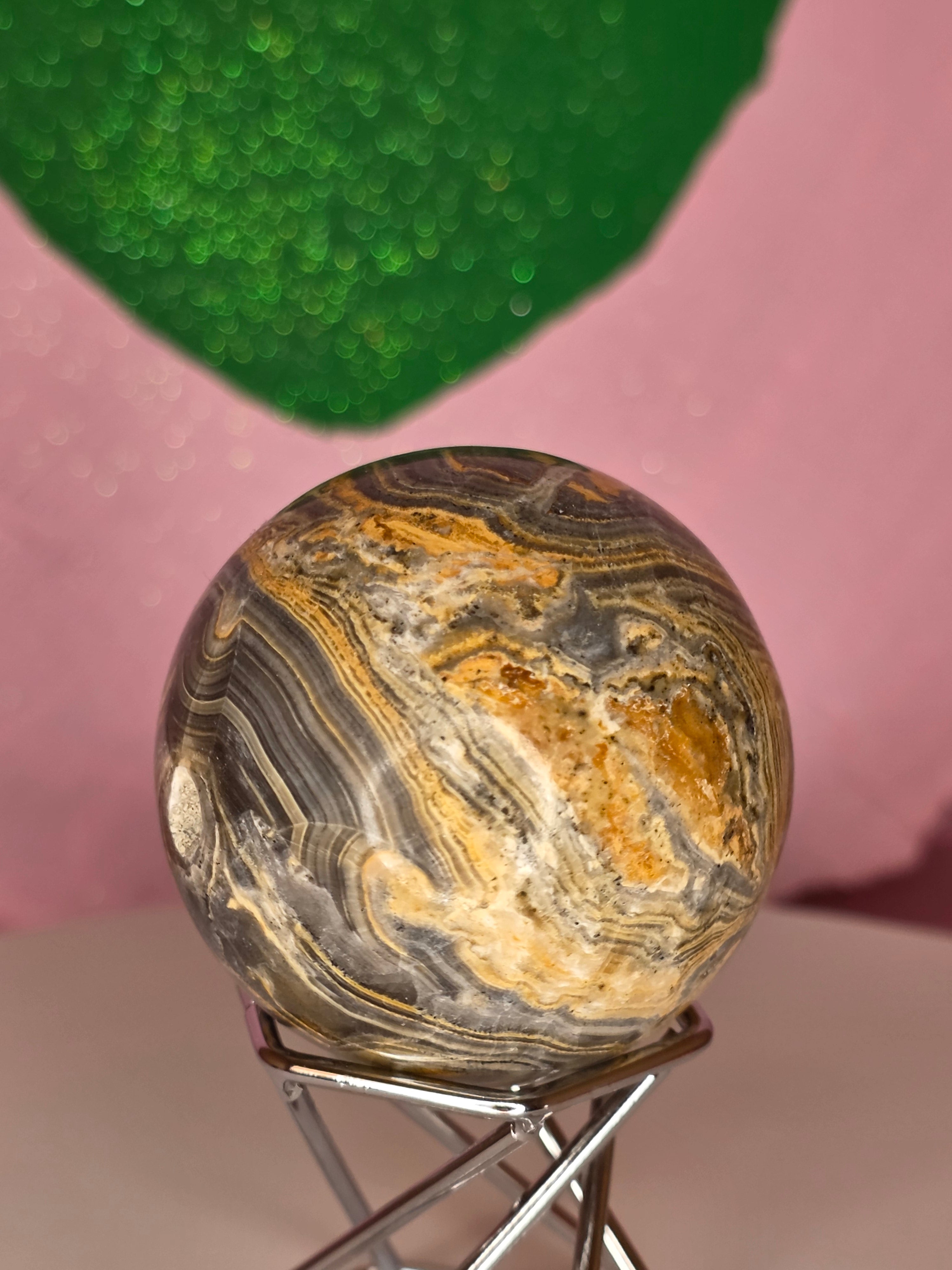 Yellow Banded Onyx Sphere B