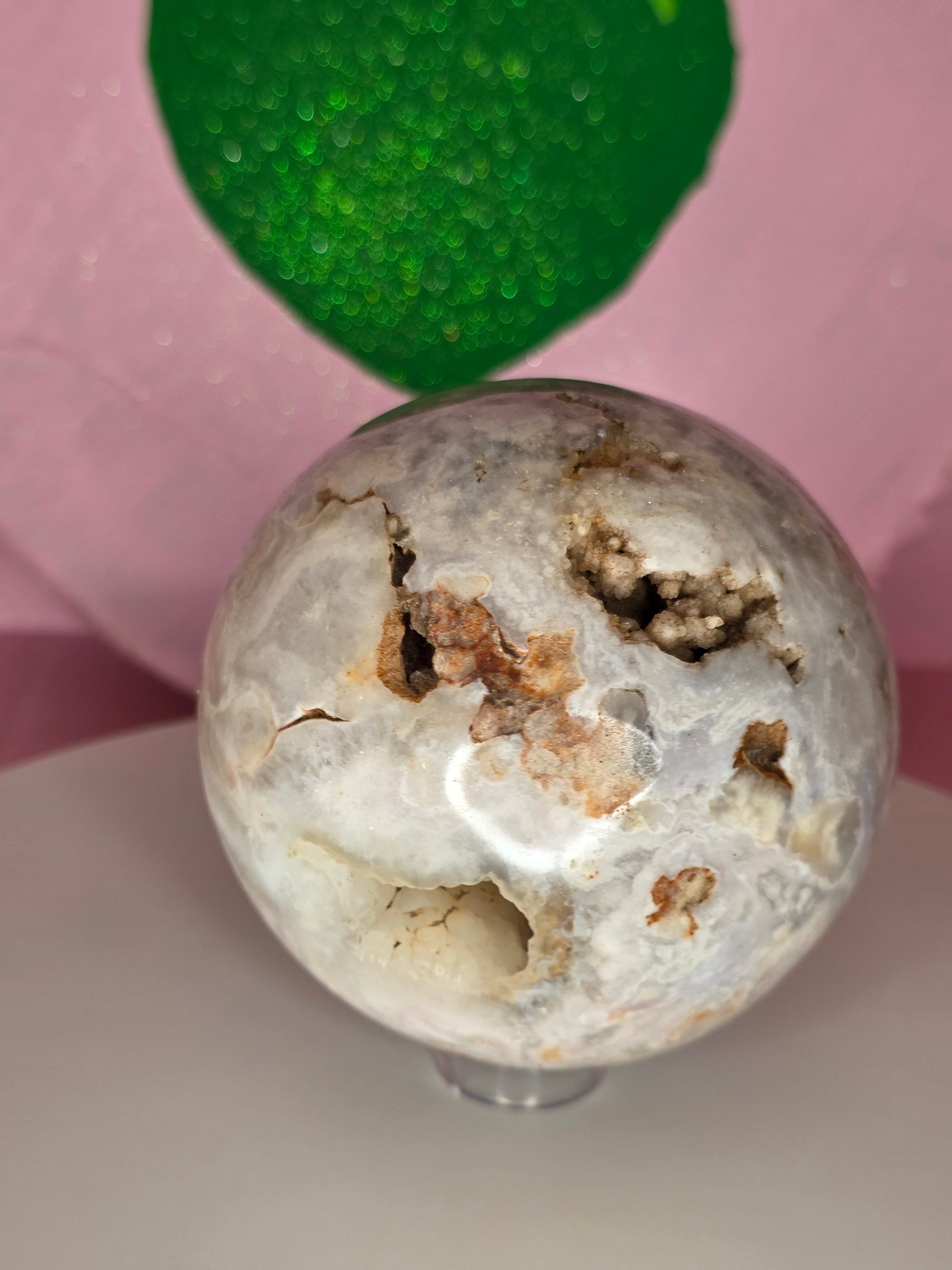 Pink Amethyst and Flower Agate Sphere D