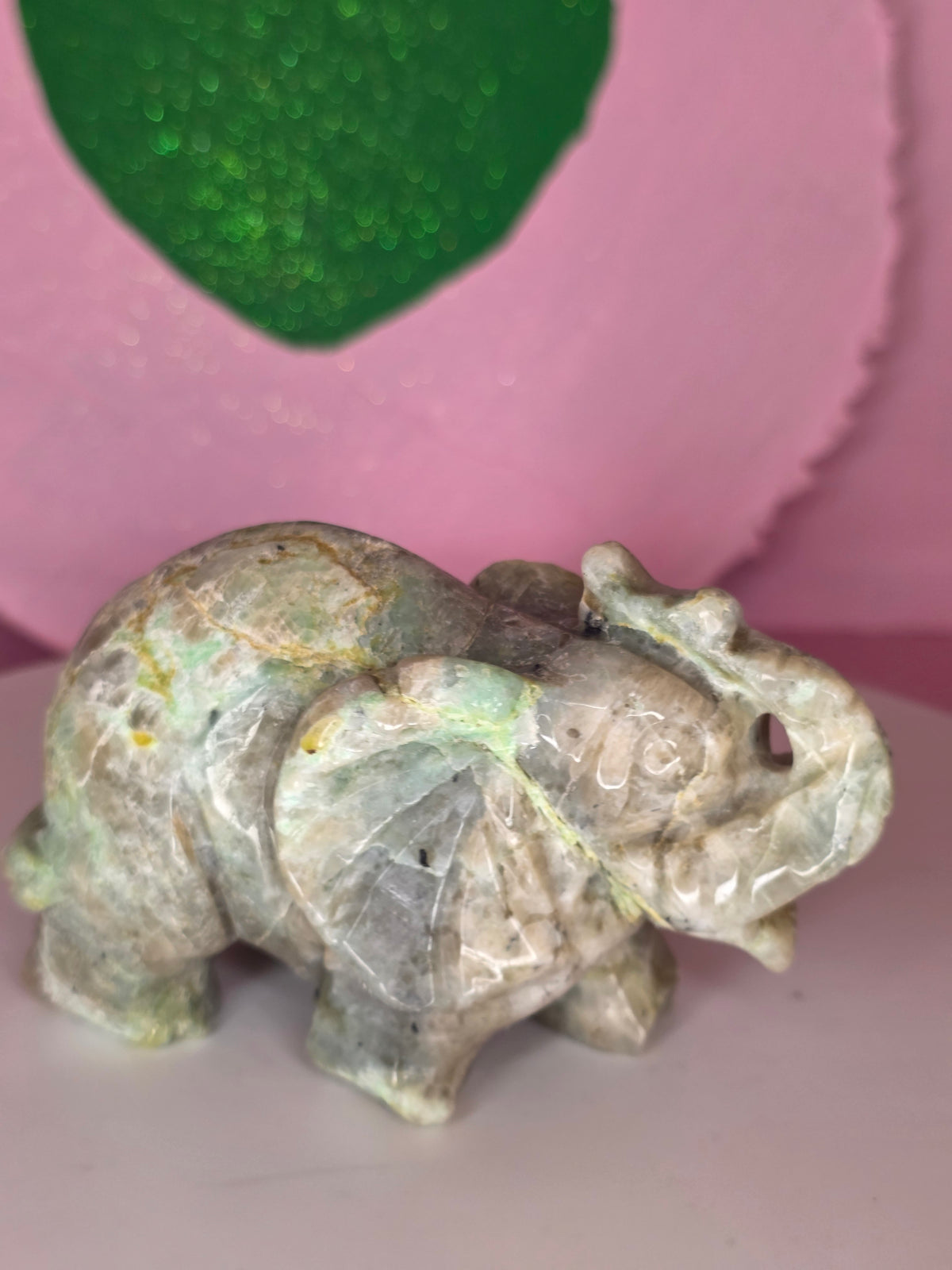 Garnierite Green Moonstone Elephant B