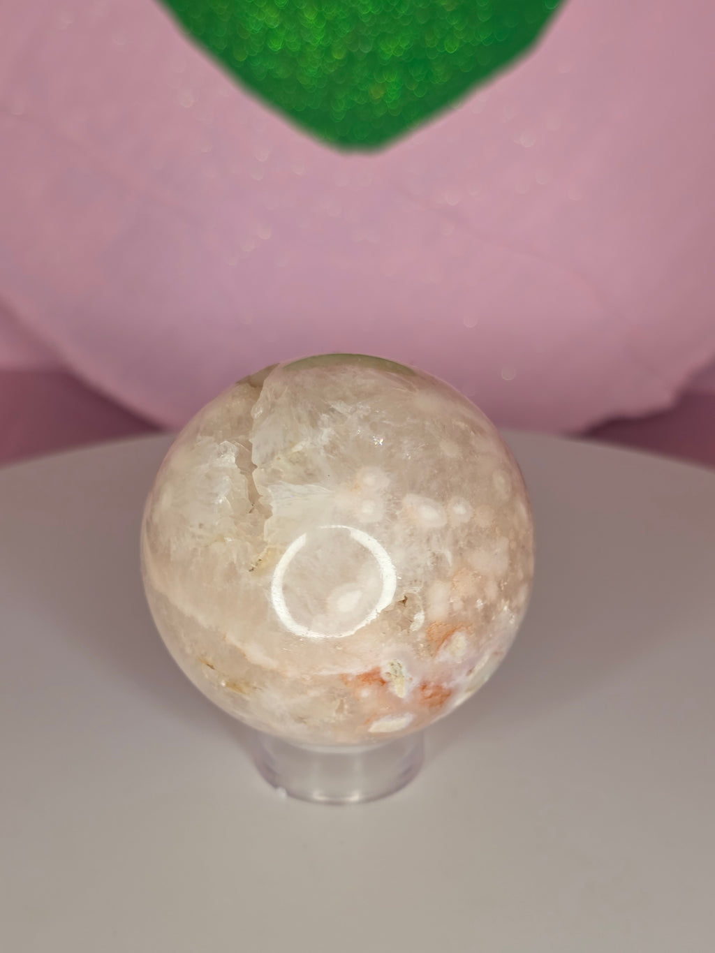 Pink Amethyst and Flower Agate Sphere A