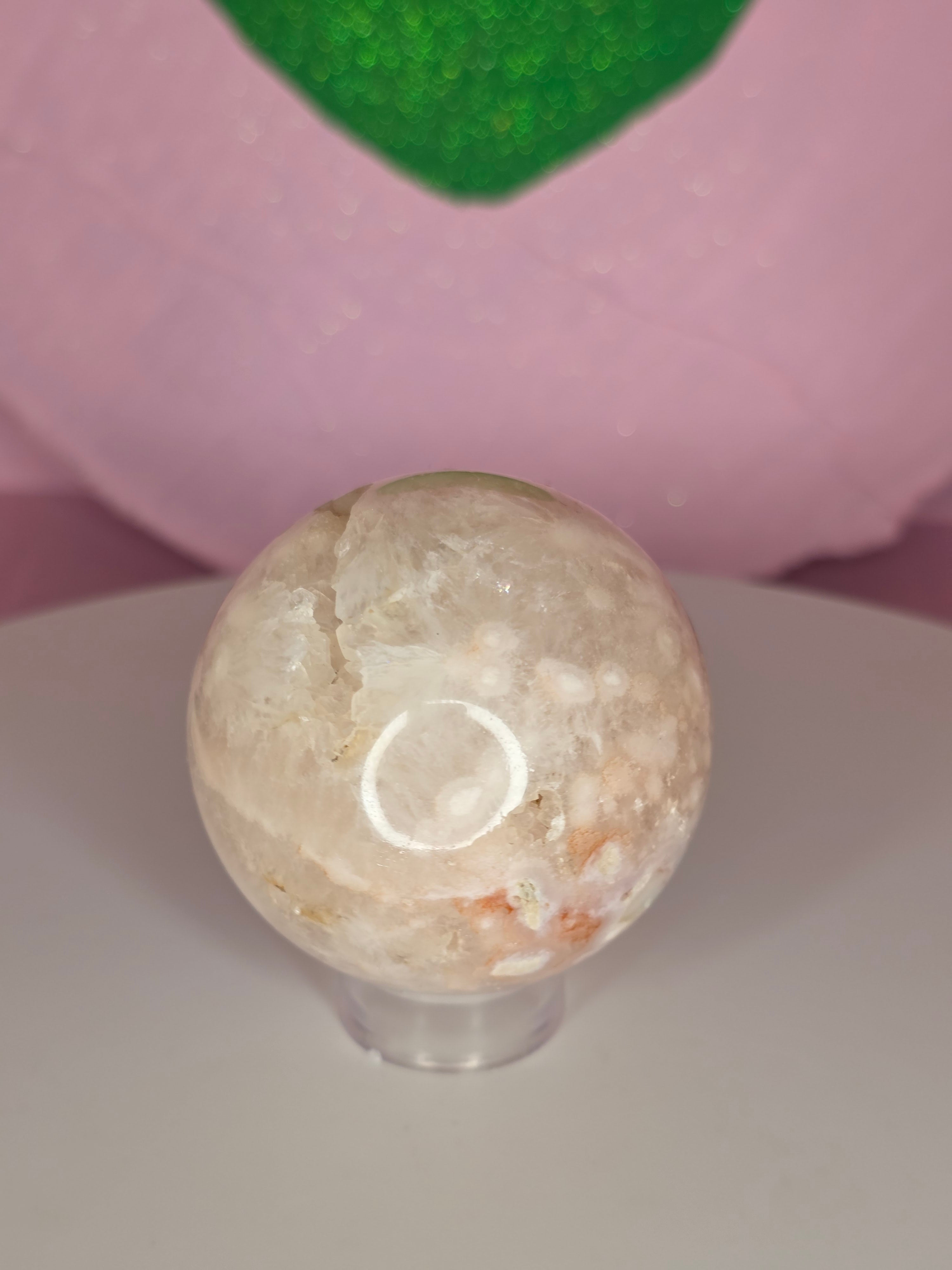 Pink Amethyst and Flower Agate Sphere A
