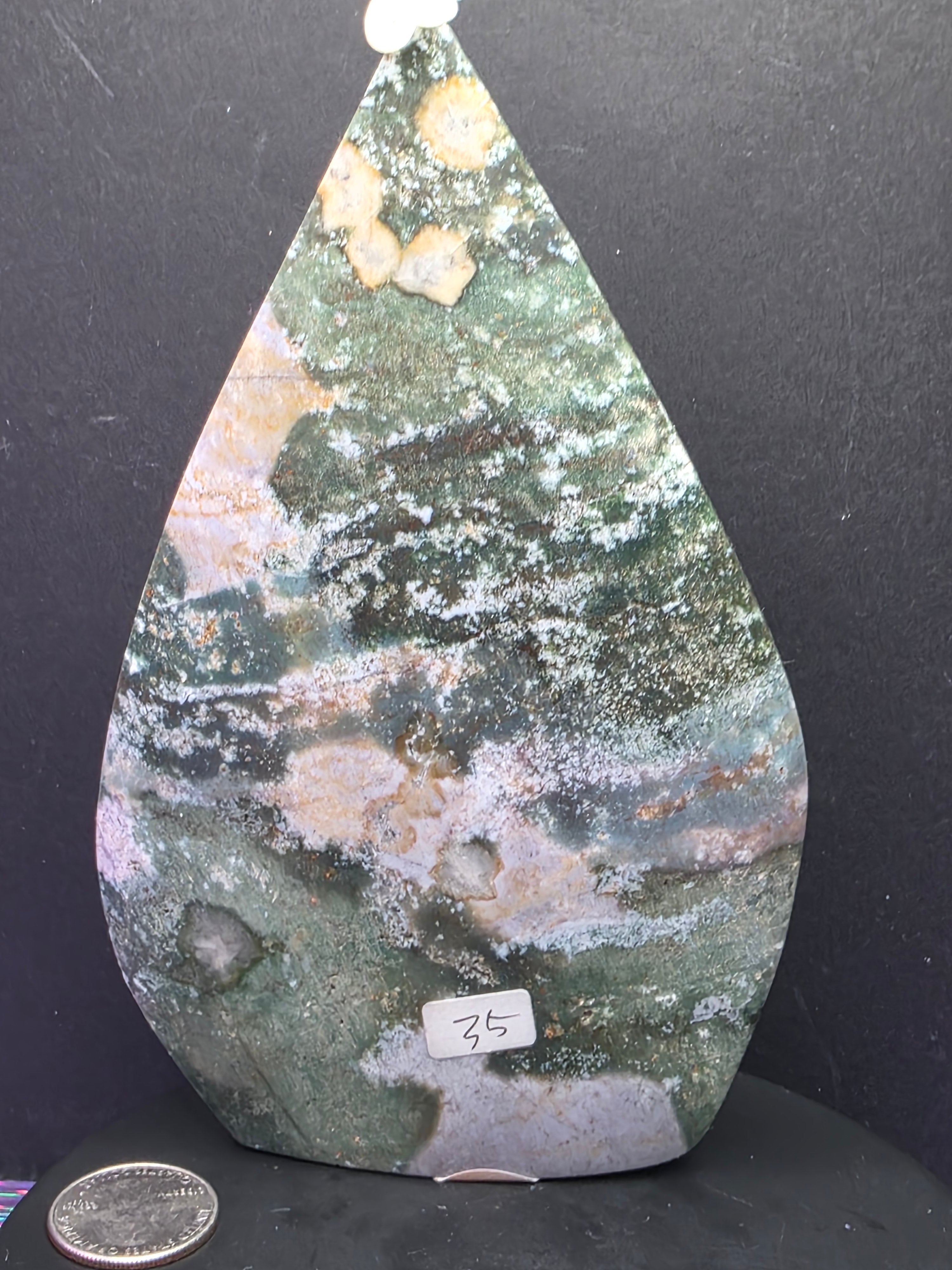 Moss Agate and Ocean Jasper Teardrop A