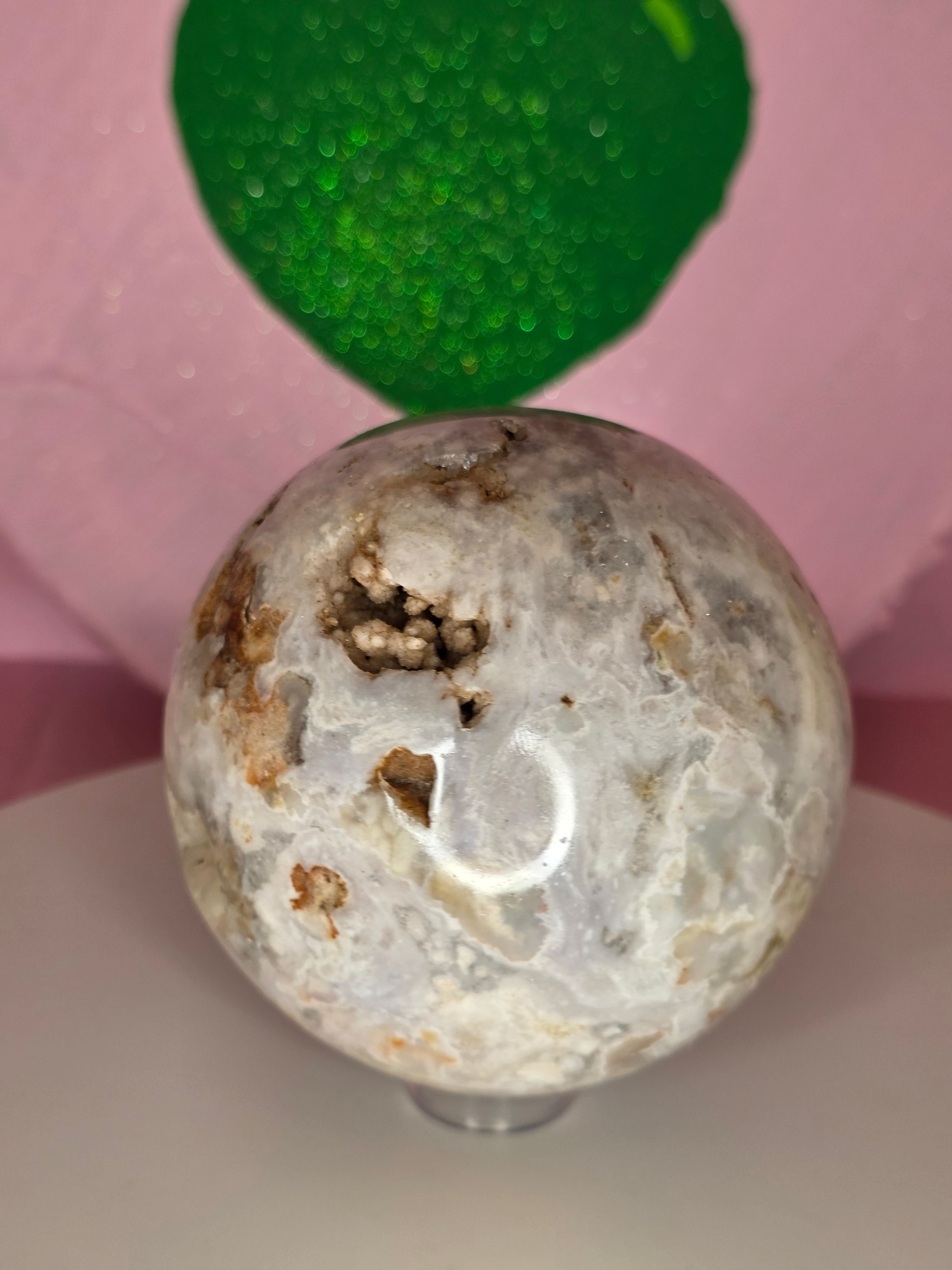 Pink Amethyst and Flower Agate Sphere D