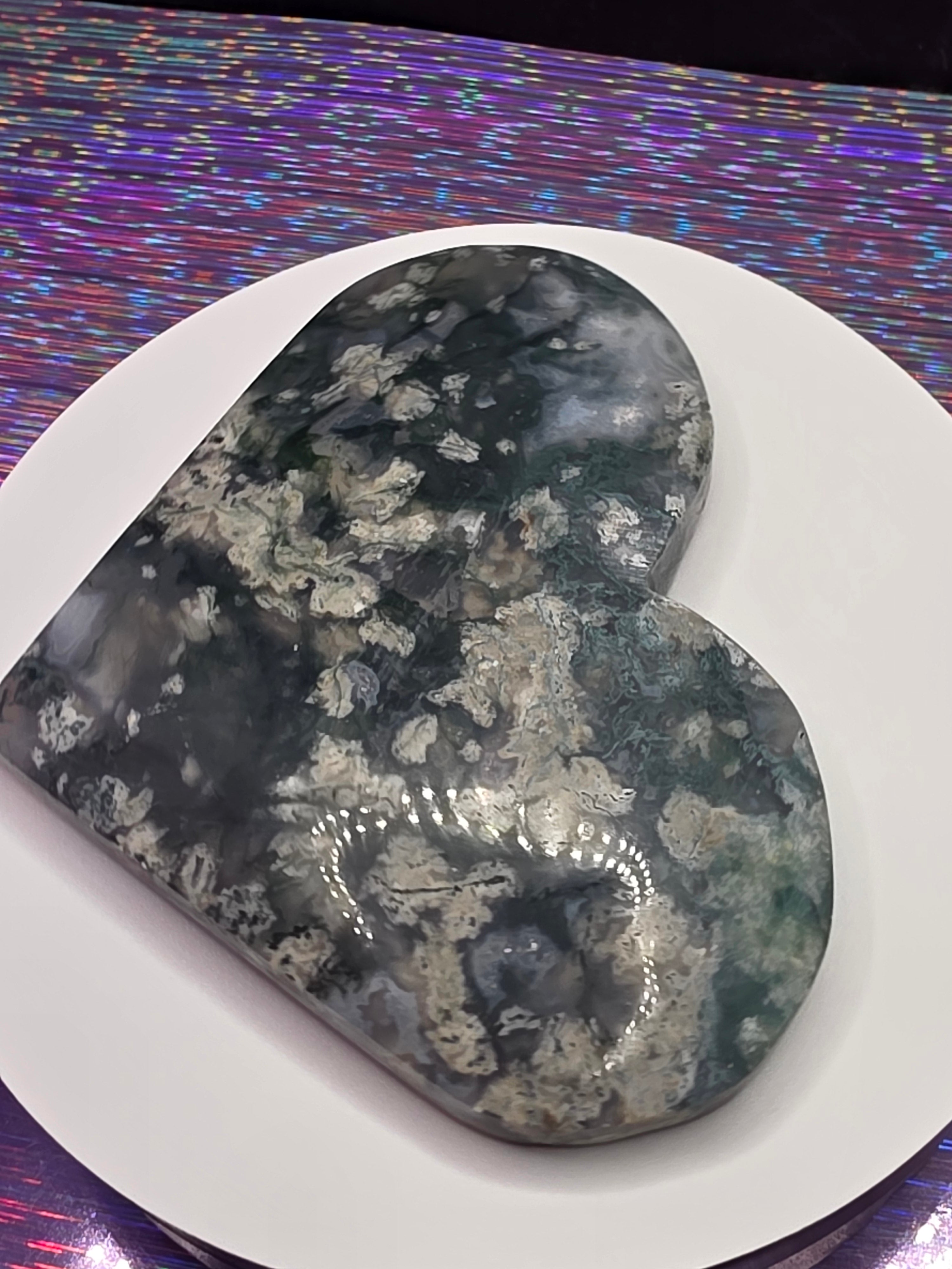 Snowflake Moss Agate Heart B