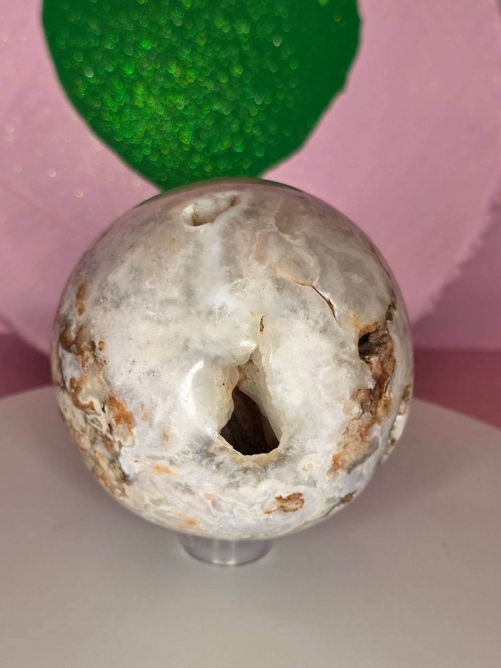 Pink Amethyst and Flower Agate Sphere D