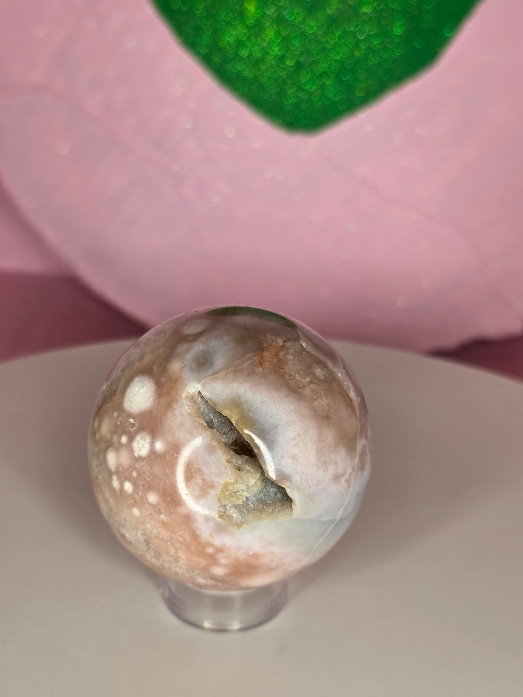 Pink Amethyst and Flower Agate Sphere B