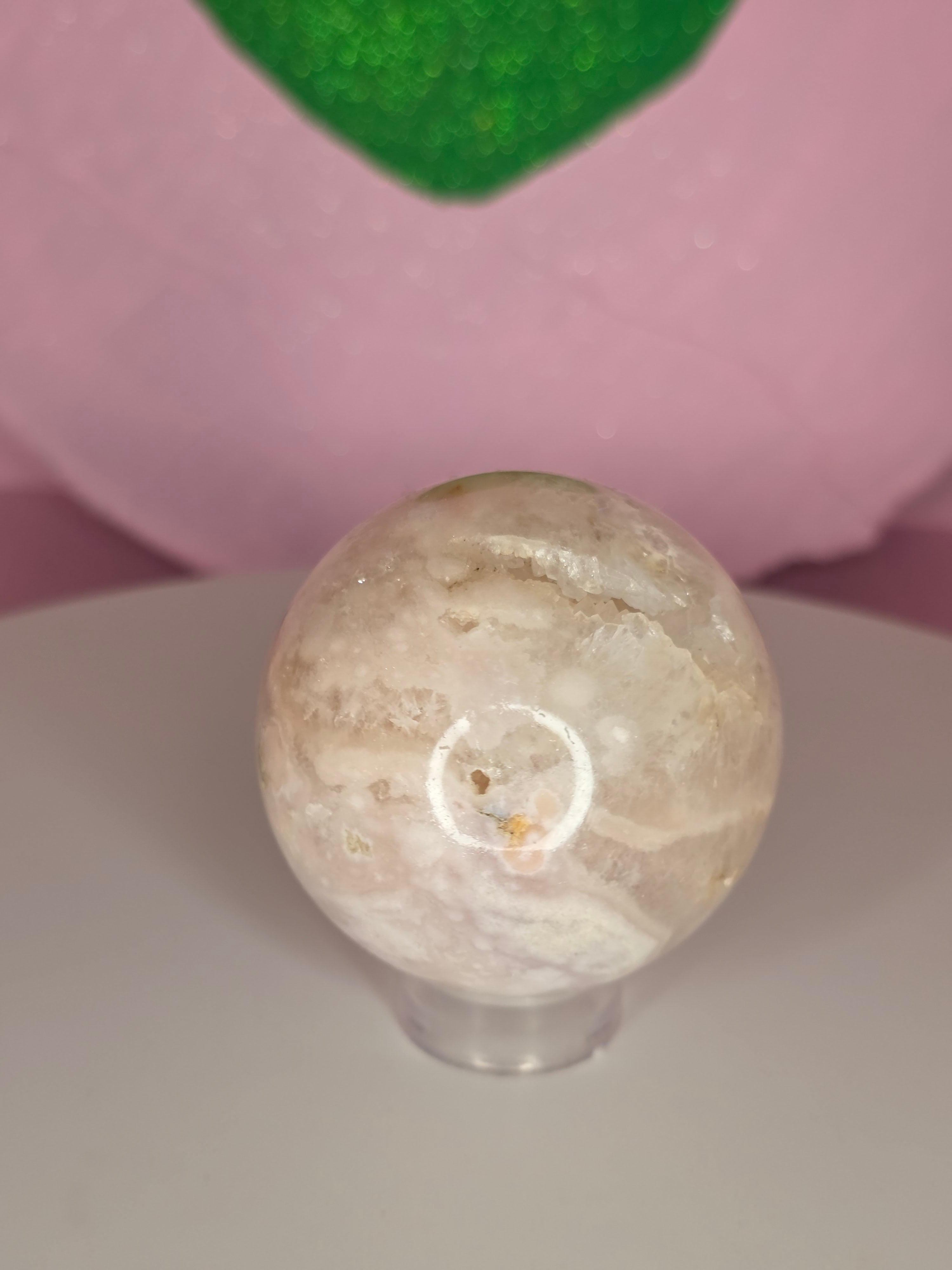 Pink Amethyst and Flower Agate Sphere A