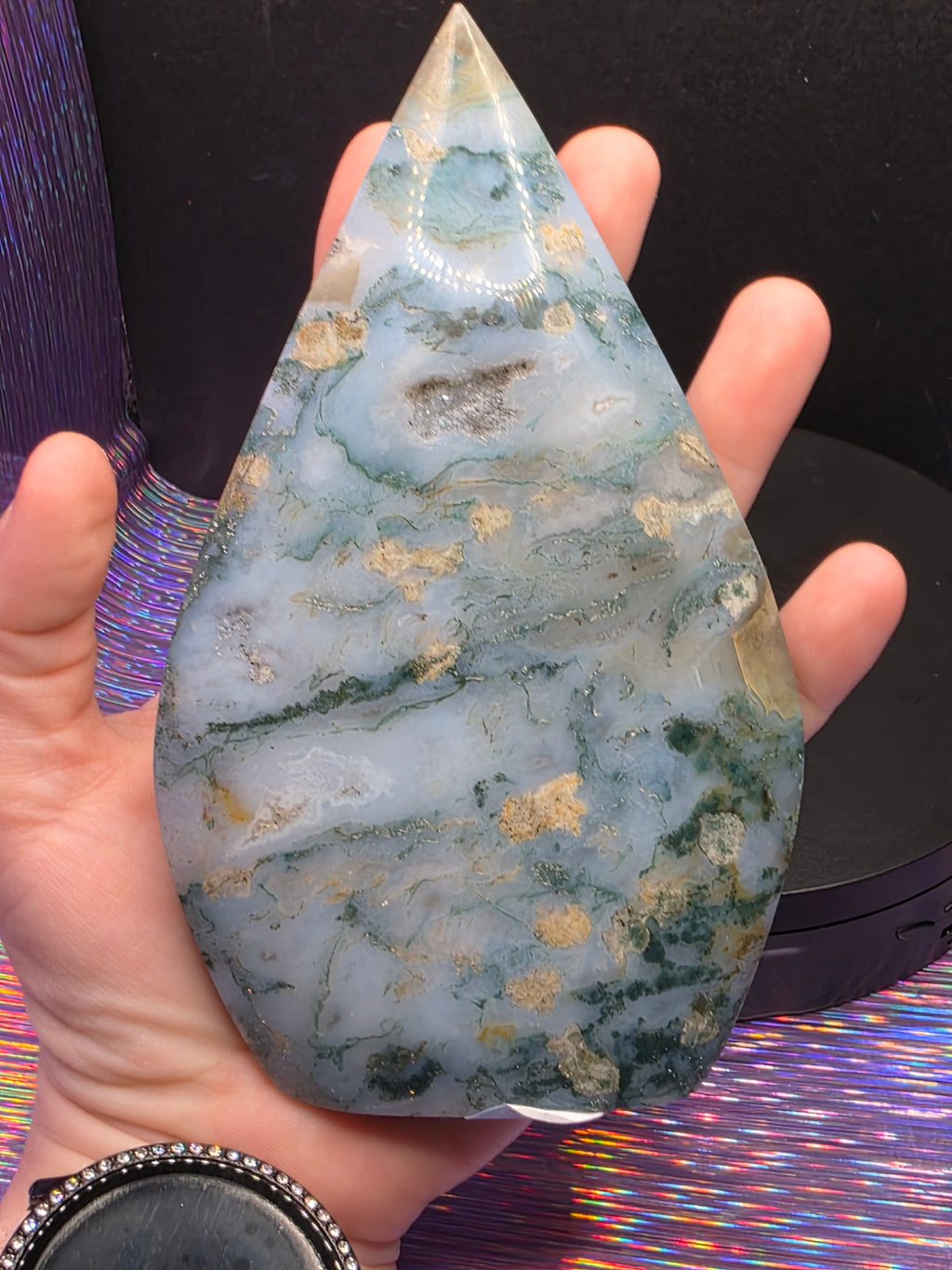 Blue Moss Agate Teardrop C
