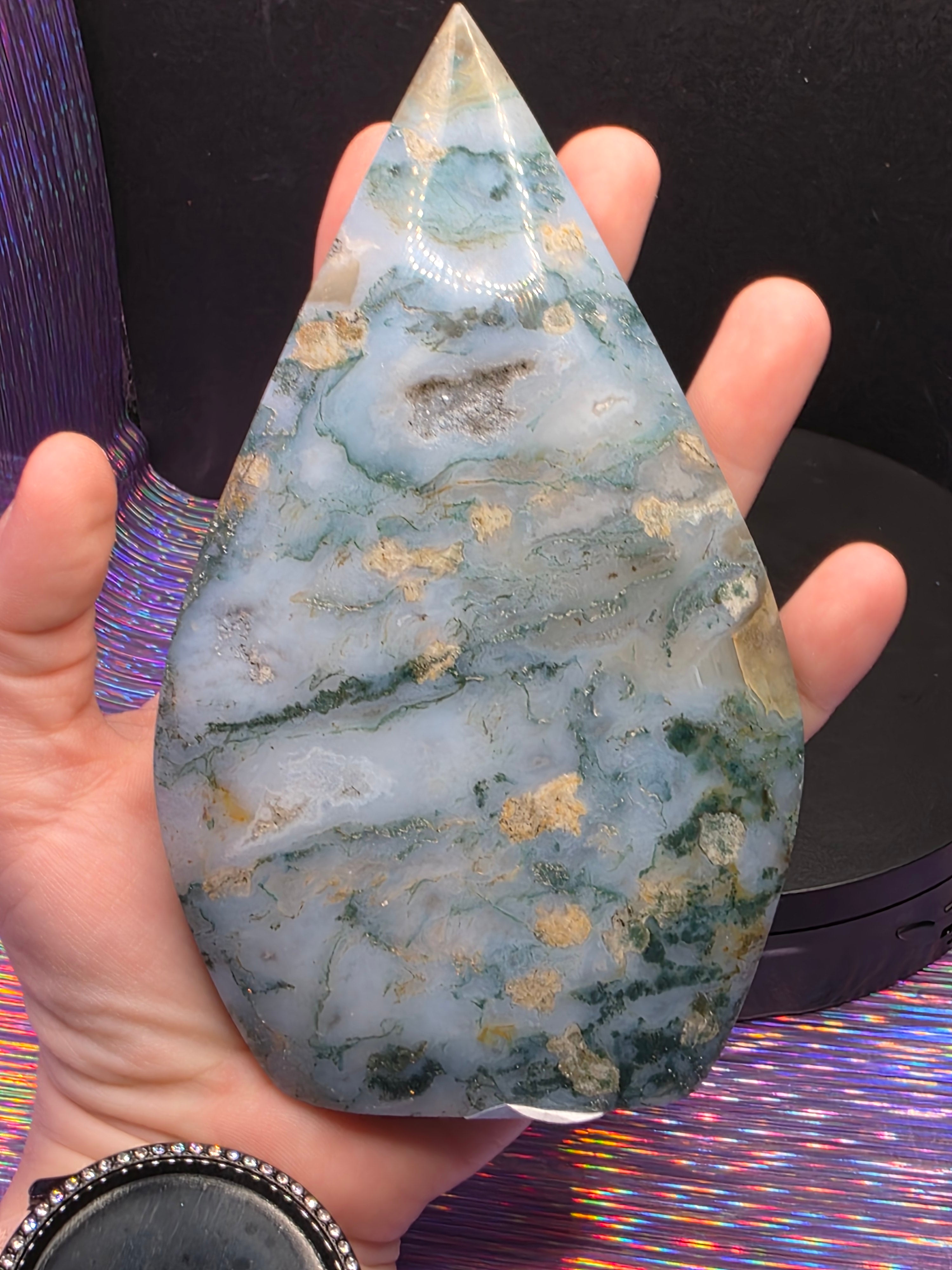 Blue Moss Agate Teardrop C